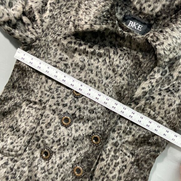 BKE Jacket Womens L Animal Print Faux Fur Gray Peacoat Double Breasted Cheetah - Picture 3 of 11